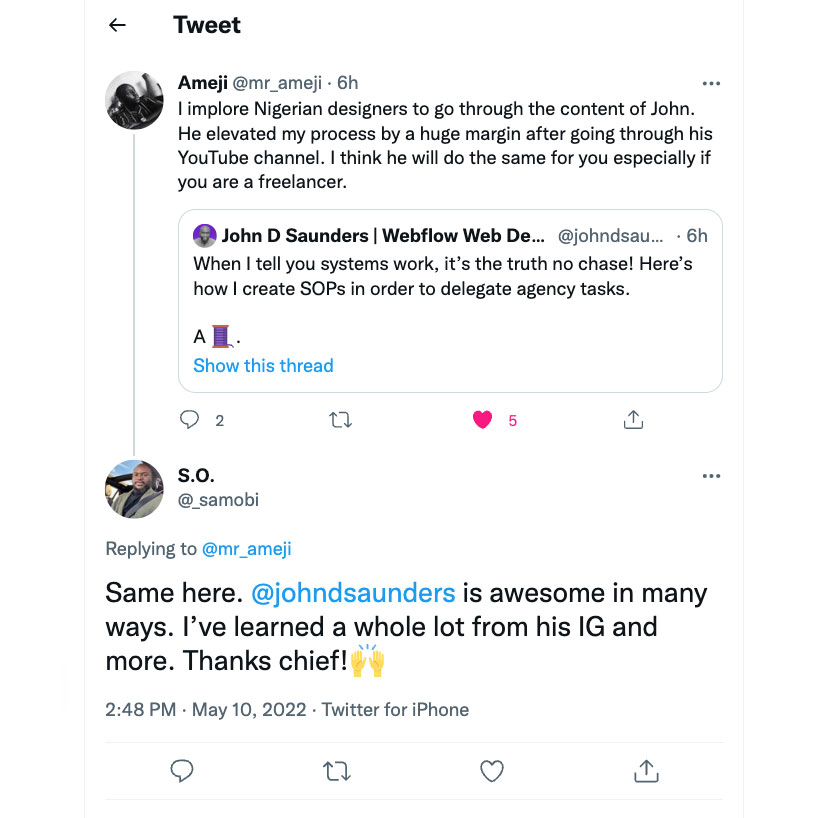 Testimonial from Ameji