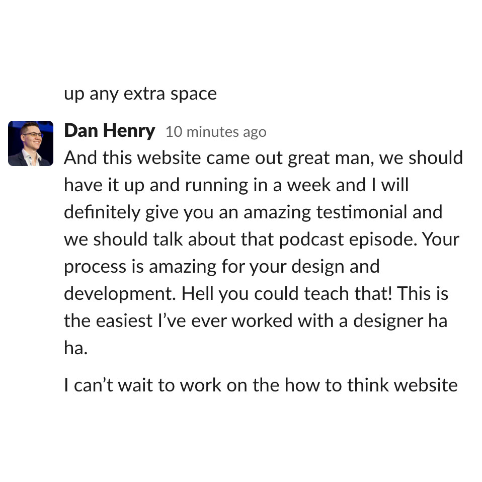 Testimonial from Dan Henry