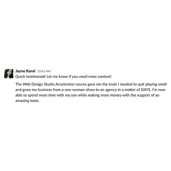 Testimonial from Jayne Karol