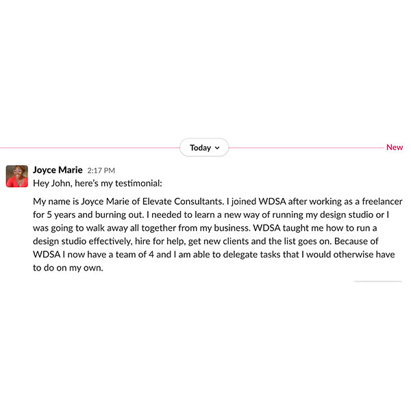 Testimonial from Joyce Marie