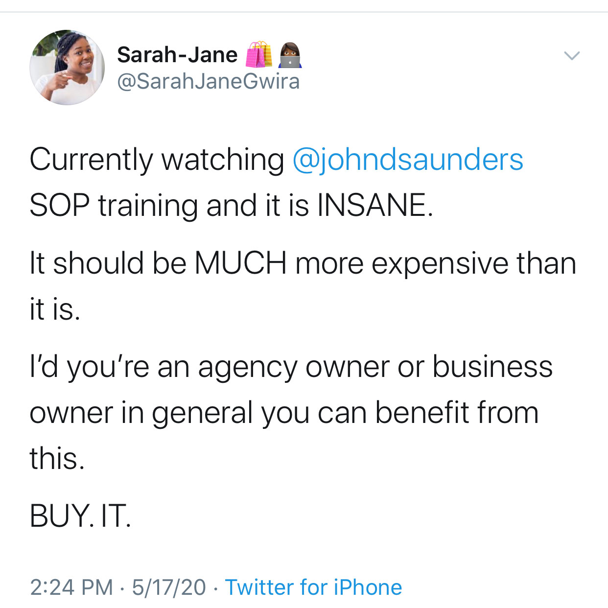 Testimonial from Sarah-Jane